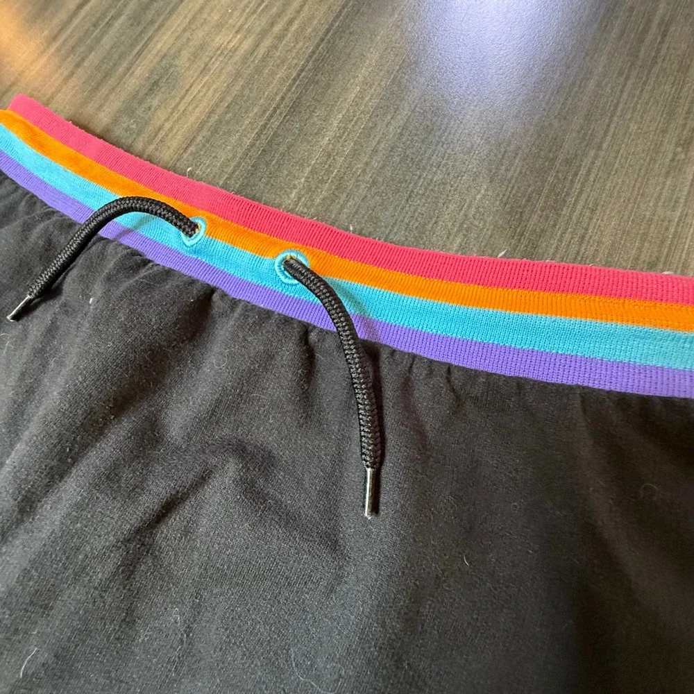 Converse All Star Skirt Girls Youth Black‎ Rainbow Waistband Drawstring 12-13 yr